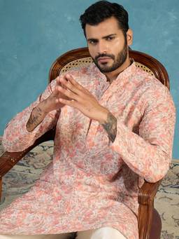ETHNIC BAY - Multi-Color Floral Viscose Rayon Regular Kurta