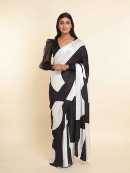 Suta - White Printed Liva Saree