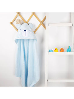 Kicks and Crawl - Blue Snowy Bear Hooded Towel