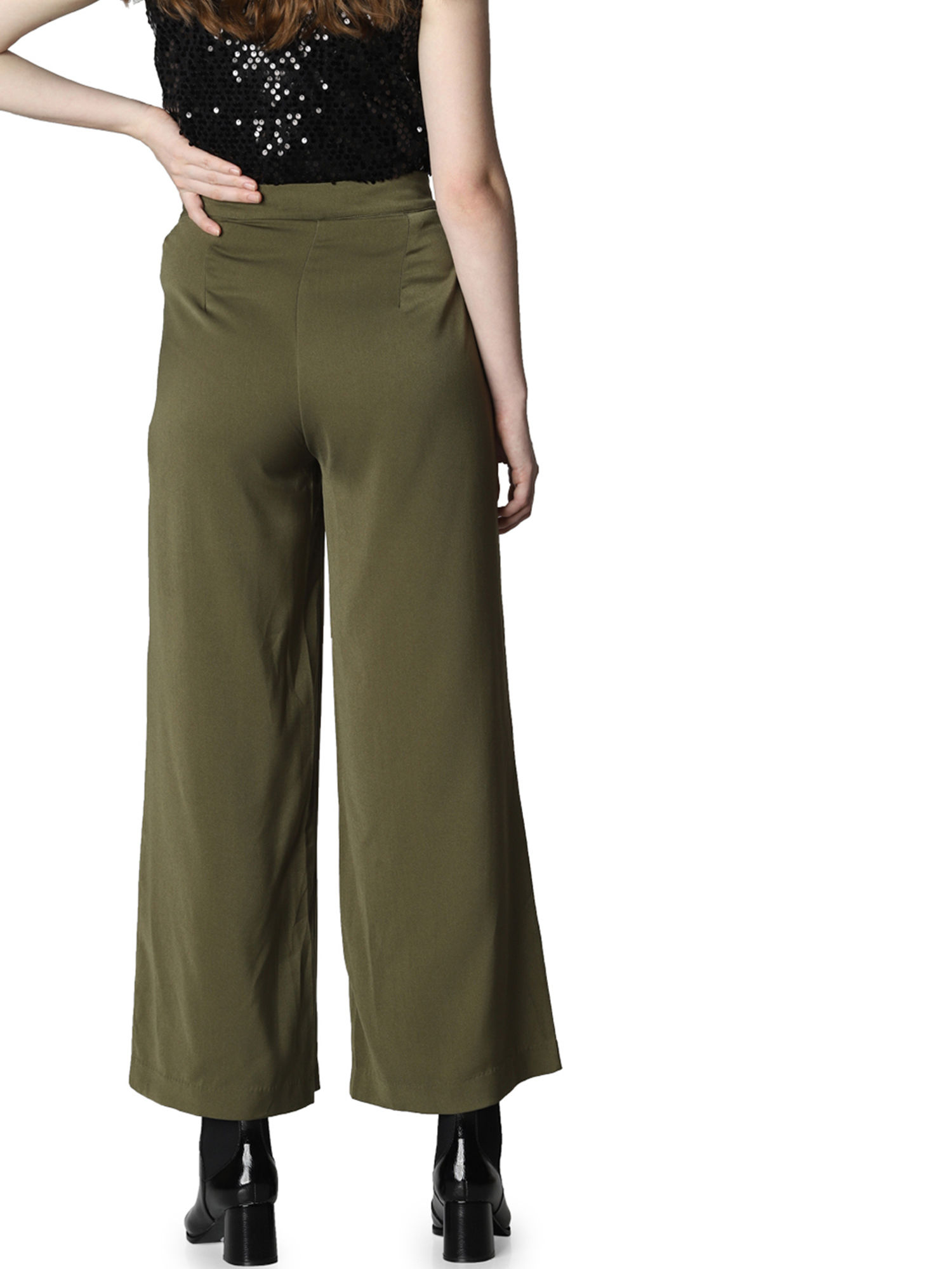 VERO MODA Olive Green Mid-Rise Trouser 