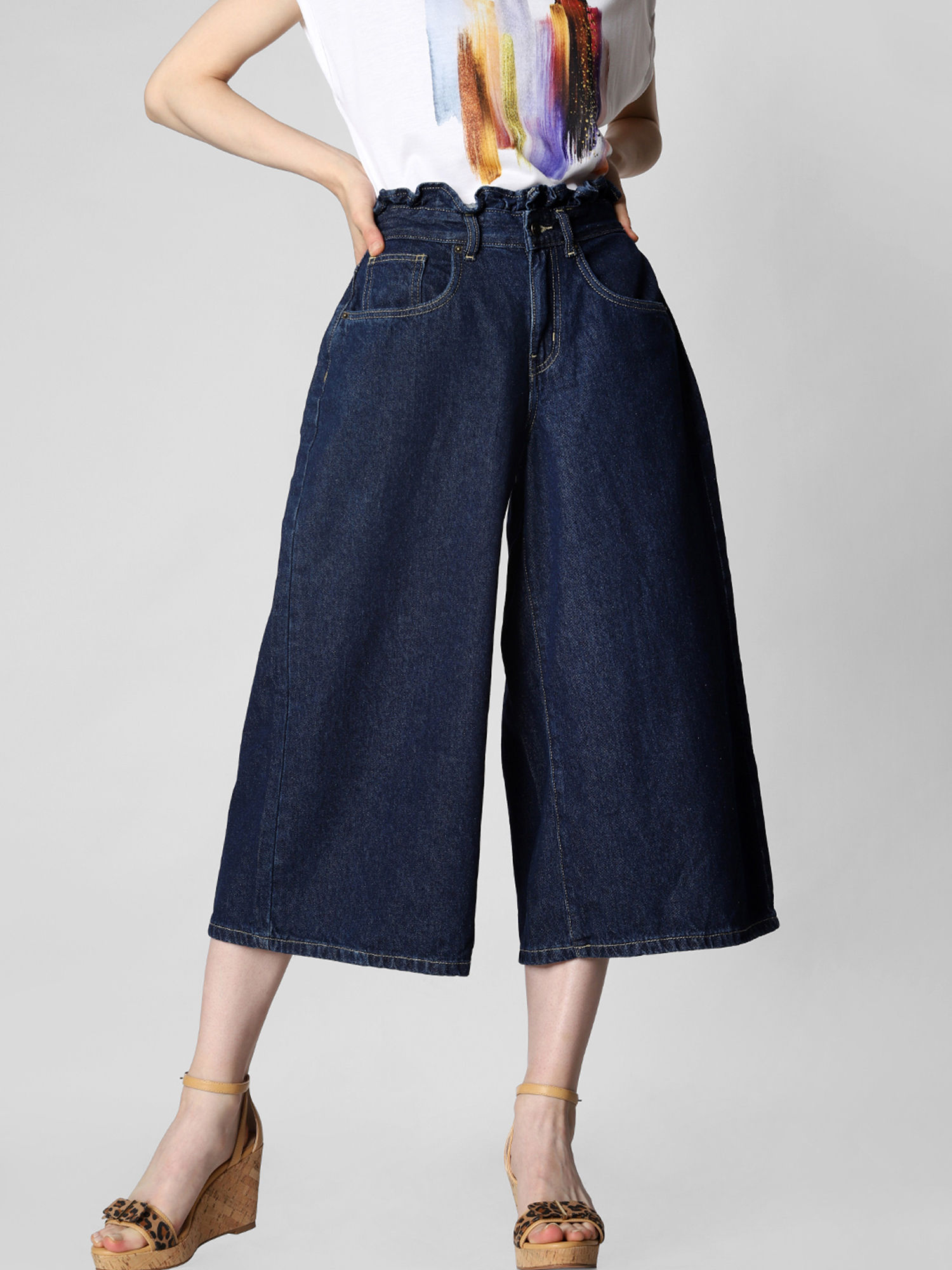 blue jean culottes