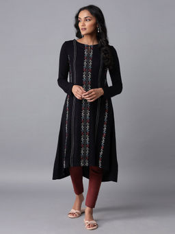 W - Navy Acrylic Asymmetric A-line Kurta