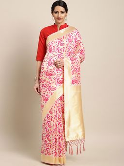 Stylee LIFESTYLE - Off White Banarasi Silk Jacquard Saree