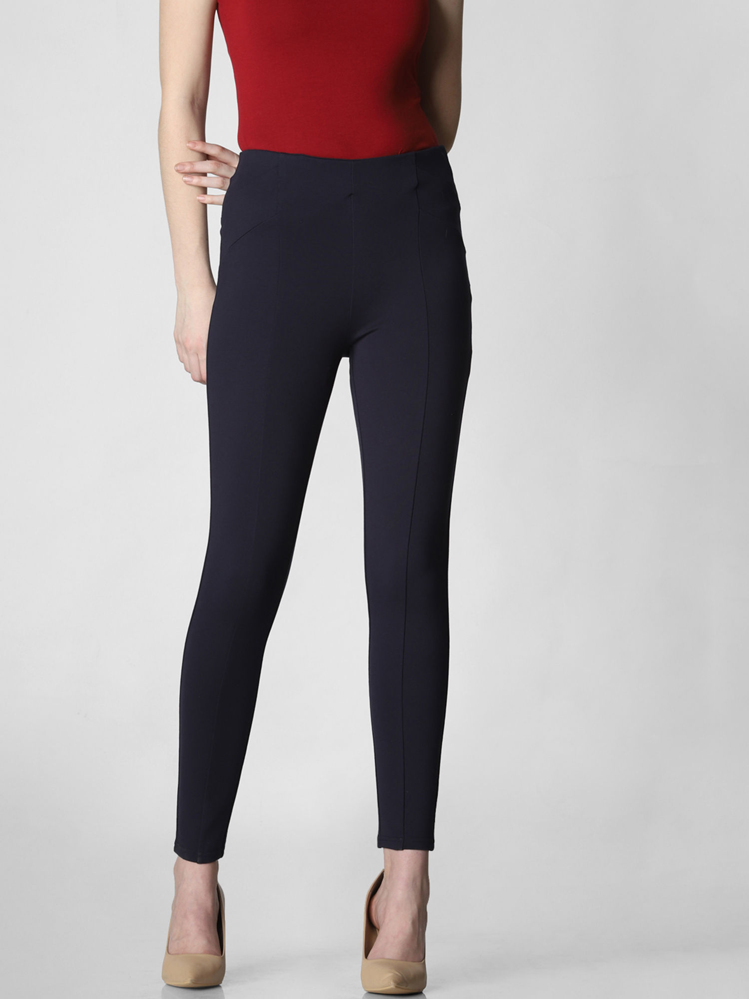Buy VERO MODA Navy Blue Solid Skinny 