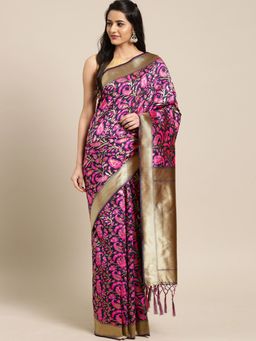 Stylee LIFESTYLE - Navy Blue Banarasi Silk Jacquard Saree