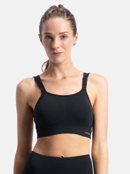 Jockey - MI16 Wirefree Padded Microfiber Elastane Racerback Sports Bra - Black