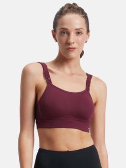 Jockey - MI16 Wirefree Padded Microfiber Elastane Racerback Sports Bra - Grape Wine