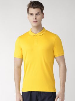 Alcis - Men Yellow Solid Polo Collar T-shirt