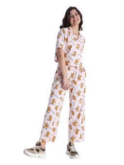 Zivame - Women Garfield Knit Cotton Pink Dogwood Shirt and Pyjama