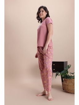 Zivame - Women Farm Lore Knit Cotton Ash Rose T-Shirt and Pyjama