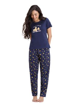 Zivame - Women Farm Lore Knit Cotton Naval Academy T-Shirt and Pyjama
