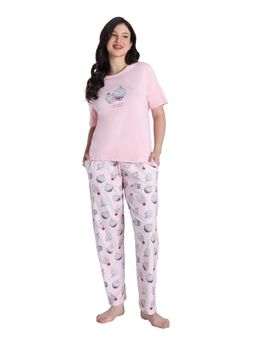 Zivame - Women Cup Cake Knit Poly Heavenly Pink T-Shirt and Pyjama