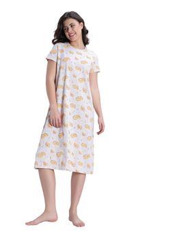 Zivame - Women Knit Cotton Mid Length Orchid Tint NightDress
