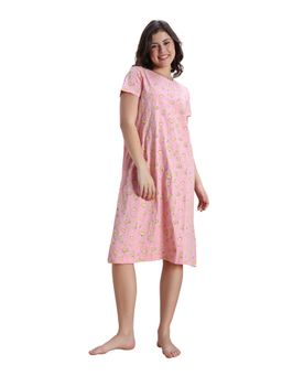 Zivame - Women Knit Cotton Mid Length Peony NightDress