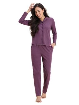 Zivame - Women Knit Cotton Pickled Beet Shirt and Pyjama