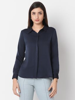 Not So Pink - Solid Navy Colour Shirt with Concealed Placket
