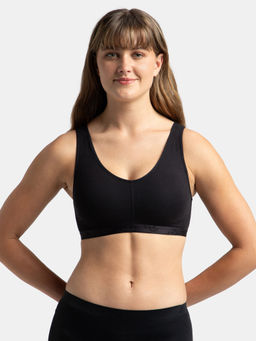 Jockey - ES04 Wirefree Padded Super Combed Cotton Elastane Lounge and Sleep Bra - Black (XXL)