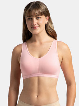 Jockey - ES04 Wirefree Padded Super Combed Cotton Elastane Lounge and Sleep Bra-C.Pink (XXL)