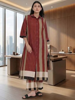 Pink Fort - Cotton Stripe Play Shirt Kurta with Pant