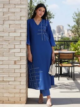 Pink Fort - Cotton Printed A-Line Kurta with Pant