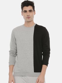 3PIN - Men Grey & Black Colourblocked Sweatshirt
