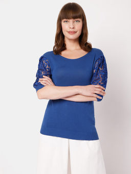 VERO MODA - Women Solid Blue Casual Top