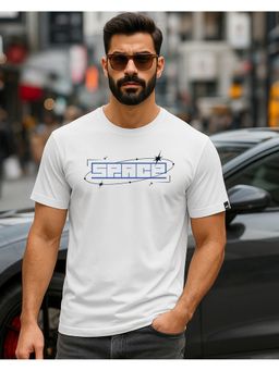 Bewakoof - Men White Space Typography T-Shirt
