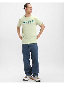 Bewakoof - Men Fog Green Alive Break The Limits Typography T-Shirt