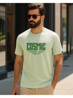 Bewakoof - Men Fog Green Cosmic Typography T-Shirt