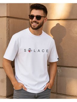 Bewakoof - Men White Solace Typography Oversized T-Shirt