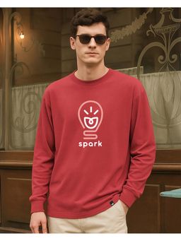 Bewakoof - Men Bold Red Spark Graphic Printed Oversized T-Shirt