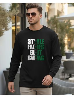 Bewakoof - Men Jet Black Style Swag Typography Oversized T-Shirt