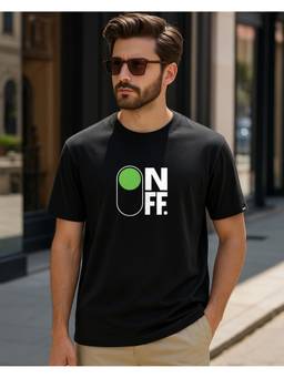 Bewakoof - Men Jet Black On Off Graphic Printed T-Shirt