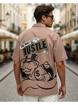 Bewakoof - Monopoly Men Brown Graphic Printed Oversized Shirt