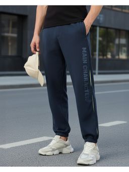 Bewakoof - Men Navy Blue Side Panel Oversized Joggers