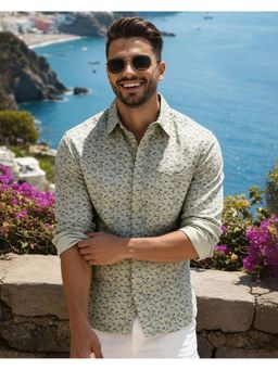 Bewakoof - Men Light Olive All Over Printed Shirt