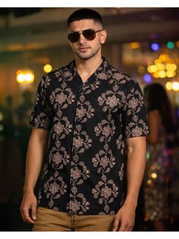 Bewakoof - Men Black Floral Printed Oversized Shirt