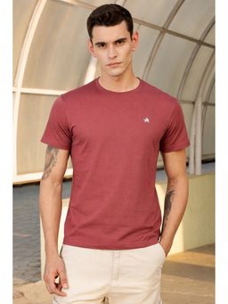Parcel Yard - Red Men Crew Neck Solid Regular Fit Cotton T-Shirt