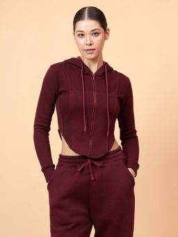 Fitkin - Fikin Women Wine Fleece Corset Jacket