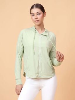Fitkin - Women Green Solid Hooded Jacket