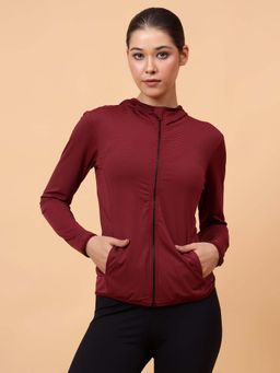 Fitkin - Women Maroon Shape You Performance Jacket