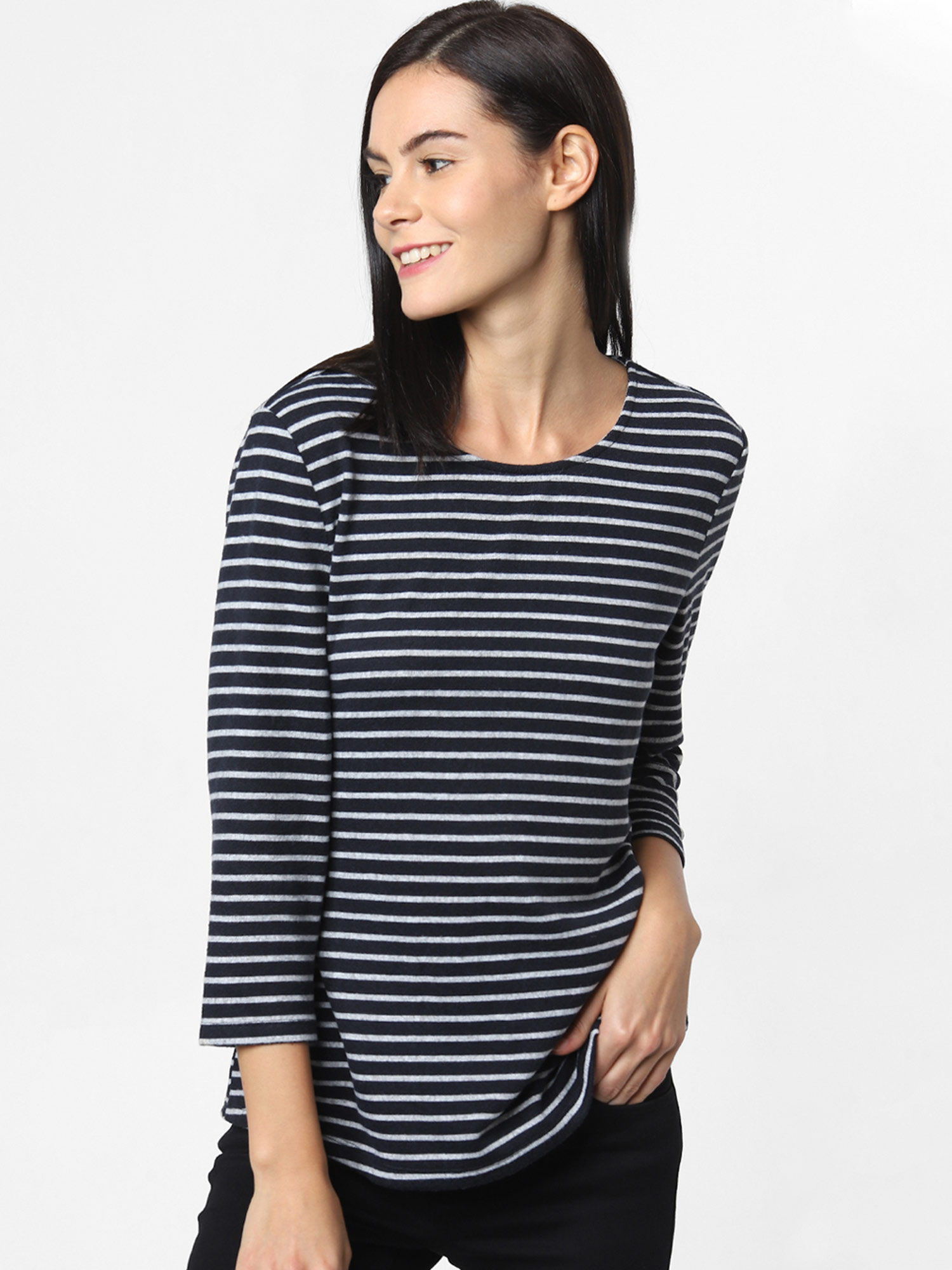 Buy ONLY Navy Blue Stripes T-shirt 