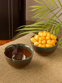 ExclusiveLane - Amber & Teal Serving Bowls In Ceramic (Set Of 2)