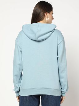 GAP - Women Blue Logo Drop-Shoulder Hooded Hoodie