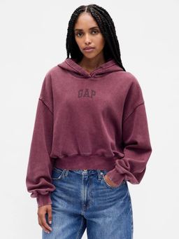 GAP - Women Mauve Hooded Drop-Shoulder Hoodie