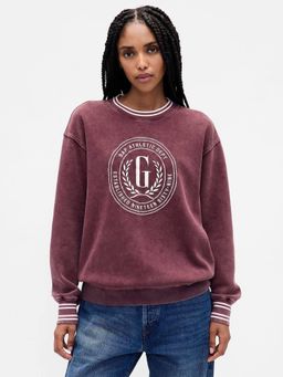 GAP - Women Mauve Typography Drop-Shoulder Relaxed Fit Sweatshirt