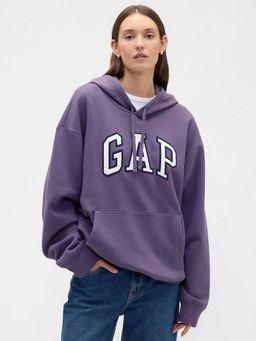 GAP - Women Purple Logo Relaxed Fit Hooded Hoodie