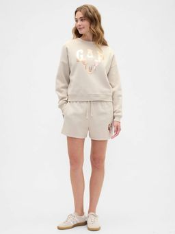 GAP - Women Beige Mickey Mouse and Logo Relaxed Fit Sweatshirt