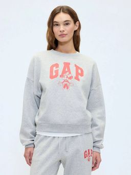 GAP - Women Grey Logo Drop-Shoulder Crew Neck Sweatshirt
