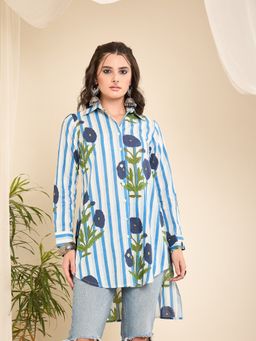 WineRed - White Striped Hi-Low Shirt